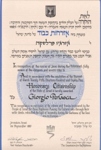 cittadinanza onoraria dello stato di Israele a Giorgio Perlasca